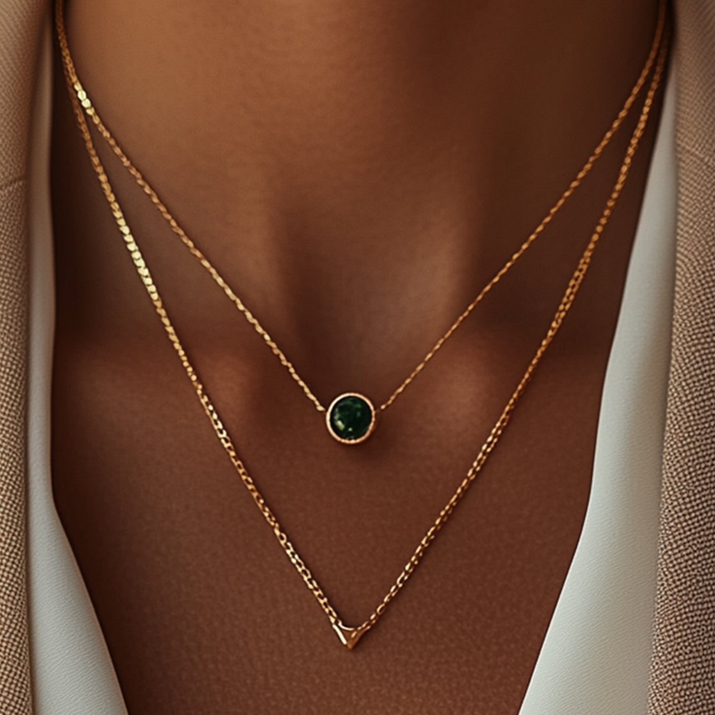 Aurora - Emerald & Gold Pendant