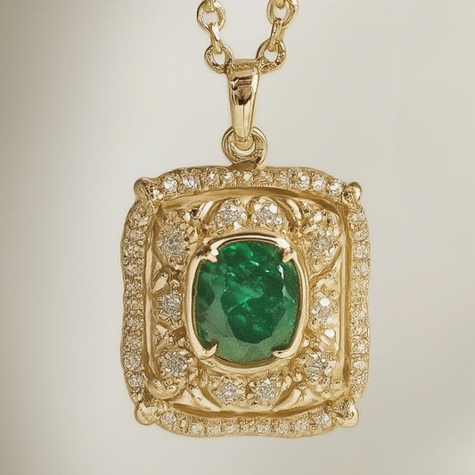 Camille - Emerald & Gold Pendant