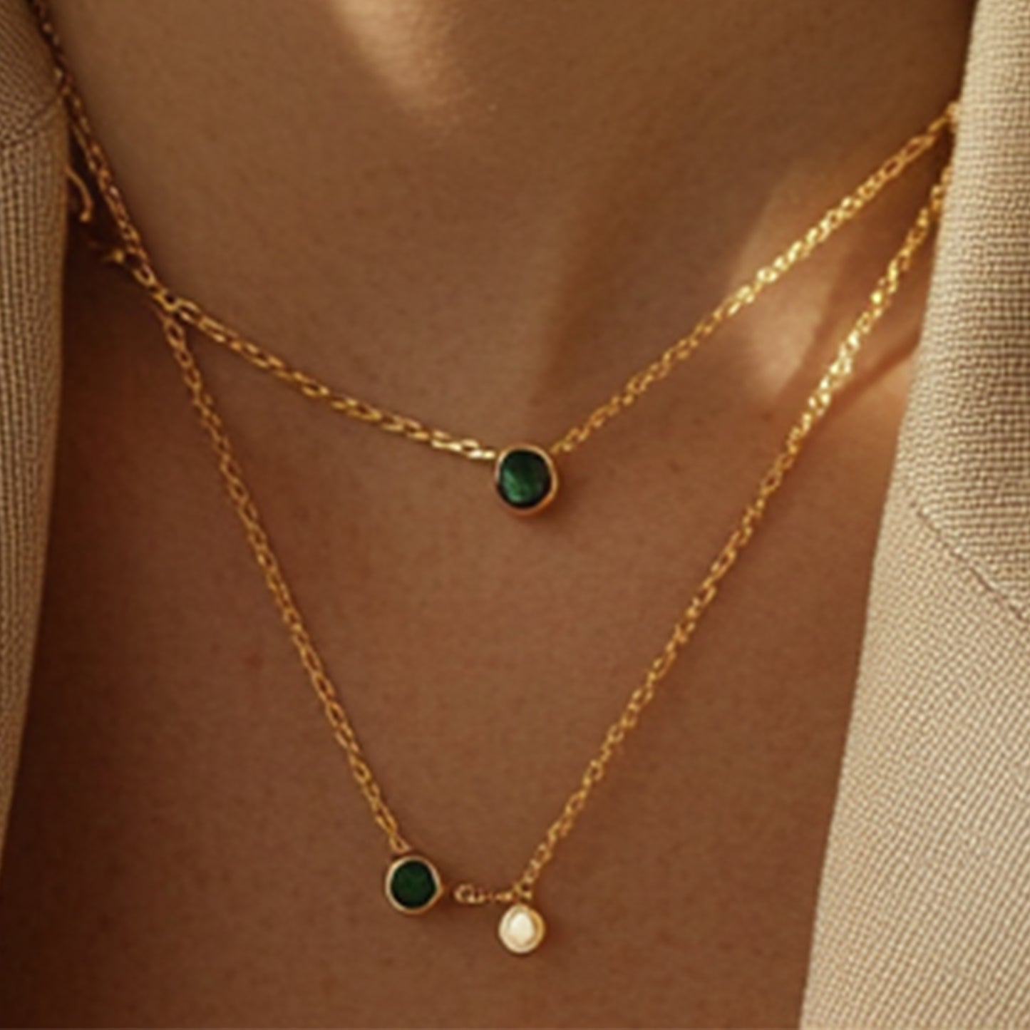 May Cluster Necklace - Emerald Birthstone