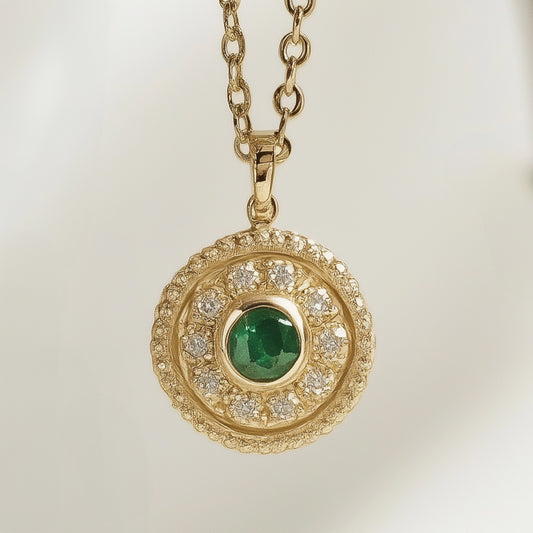 Millie - Emerald & Gold Pendant